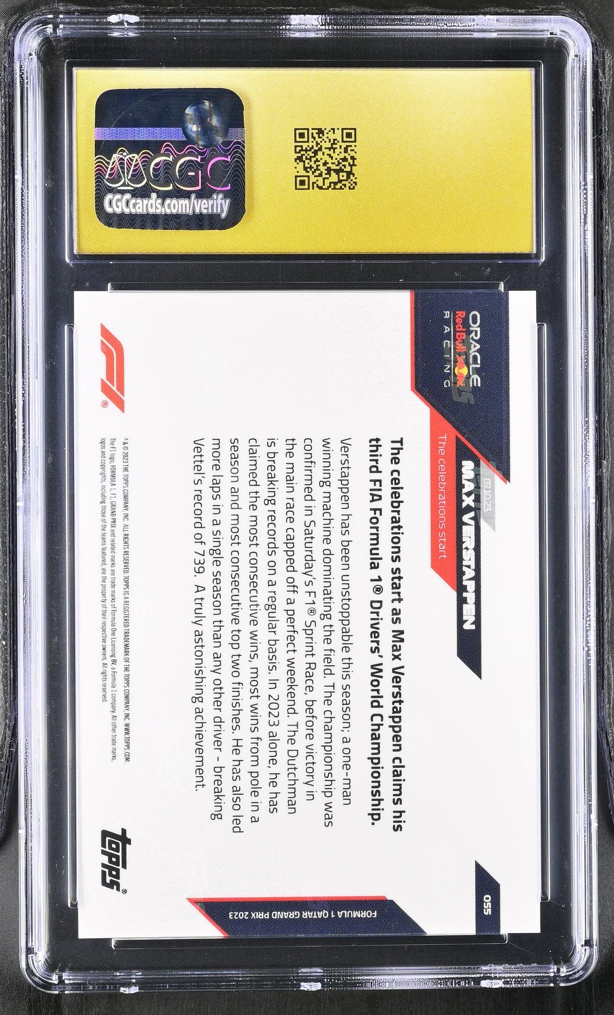 2023 Topps Now #055 Max Verstappen CGC 10
