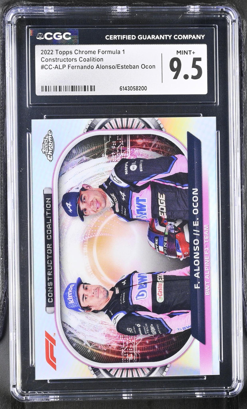 2022 Topps Chrome # Fernando Alonso/Esteban Ocon Constructors Coalition CGC 9.5