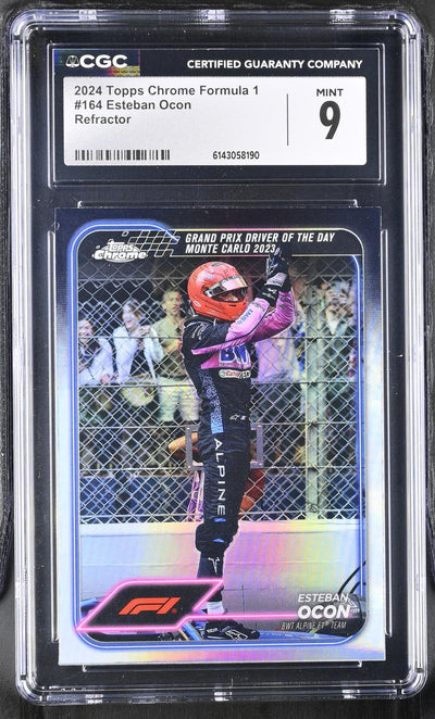 2024 Topps Chrome #164 Esteban Ocon Grand Prix Driver of the Day CGC 9