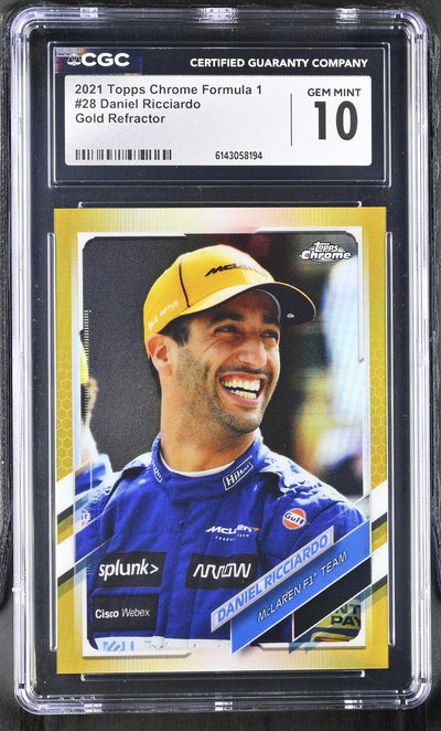 2021 Topps Chrome #28 Daniel Ricciardo Gold Refractor /50 CGC 10