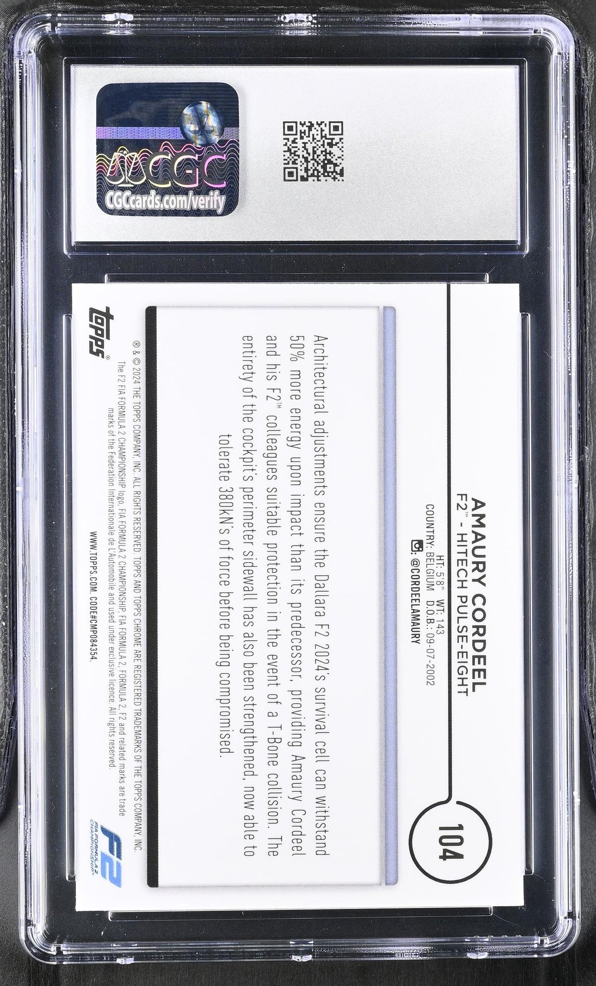 2024 Topps Chrome #104 Amaury Cordeel Checker Flag Refractor 6143058277 CGC 9