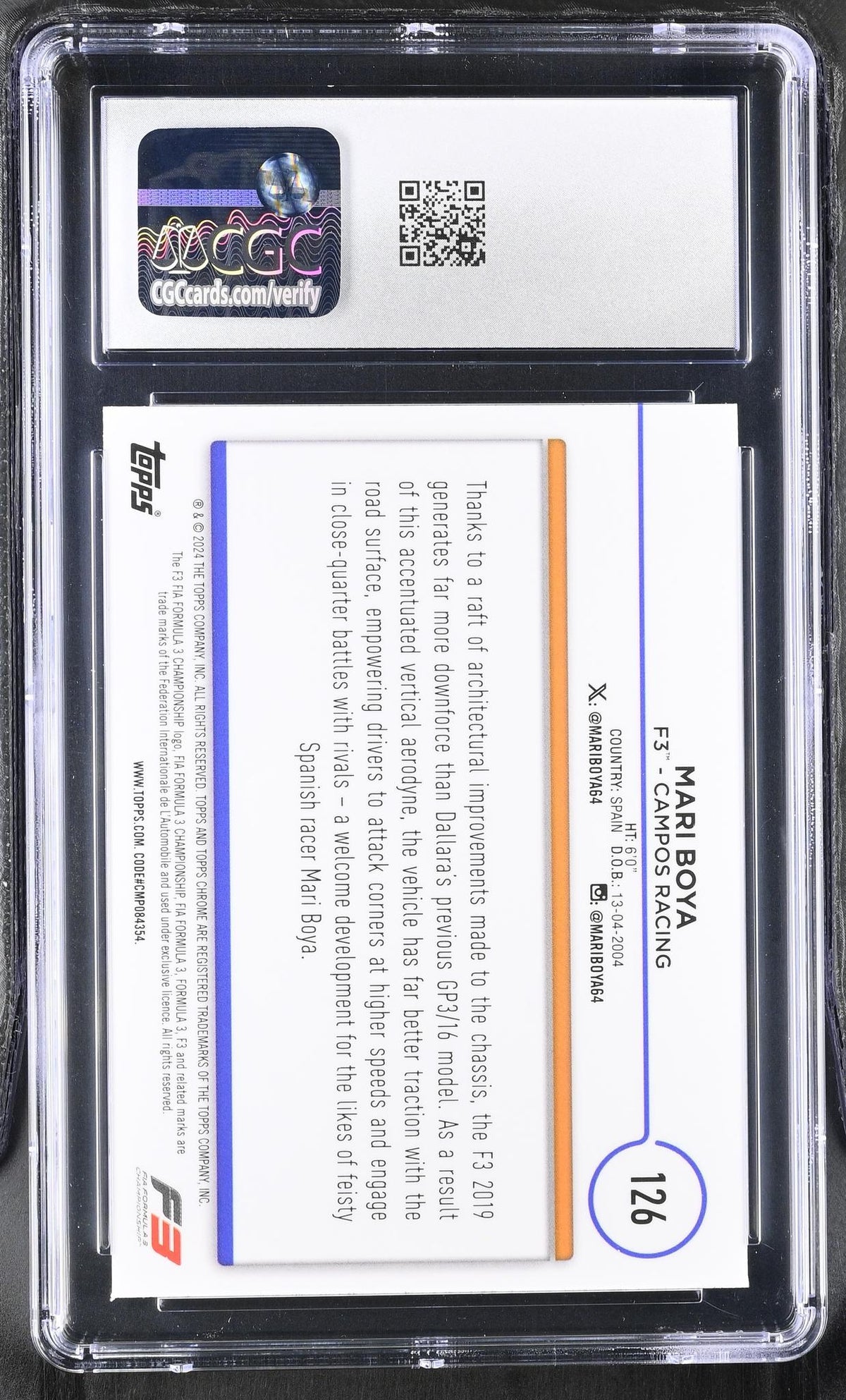2024 Topps Chrome #126 Mari Boya Black & White RayWave Refractor CGC 9