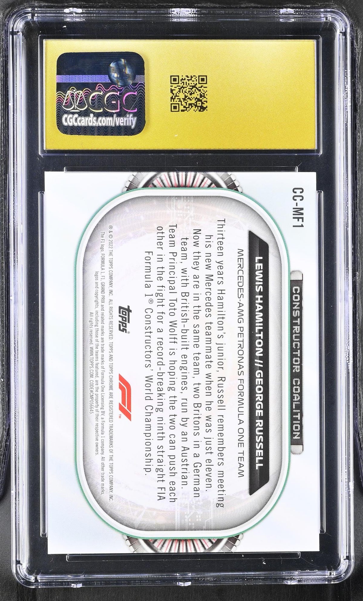 2022 Topps Chrome # Lewis Hamilton/George Russell Constructors Coalition CGC 10