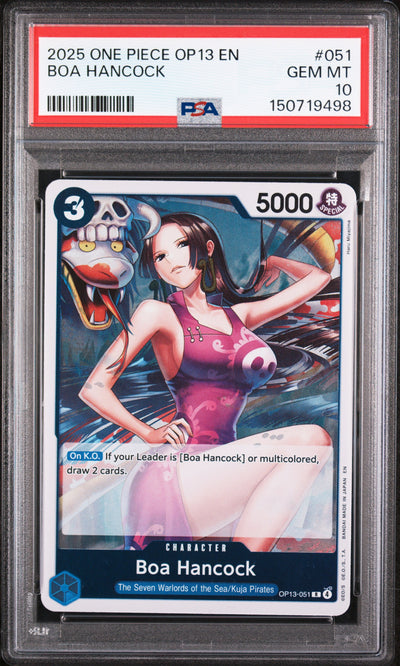 One Piece Card Game Boa Hancock #051 The Seven Warlords of the Sea/Kuja Pirates PSA 10