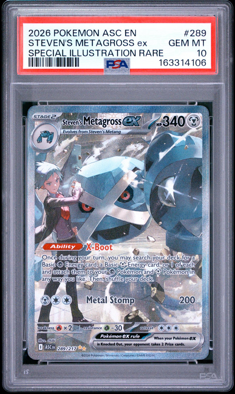 2026 Pokemon Mega Evolution Ascended Heroes Special Illustration Rare Steven's Metagross Ex #289 PSA 10