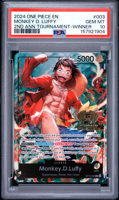 2024 One Piece Monkey D. Luffy #003 2nd Ann Tournament PSA 10