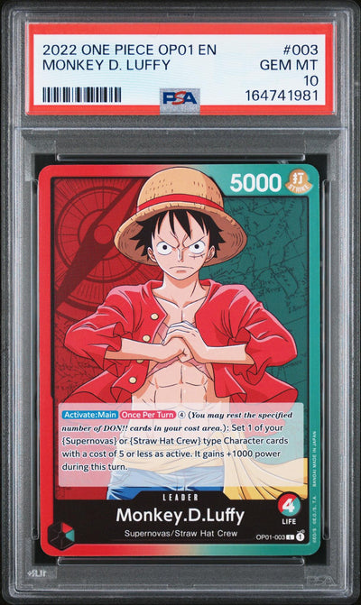 2022 One Piece Monkey D. Luffy #003 PSA 10