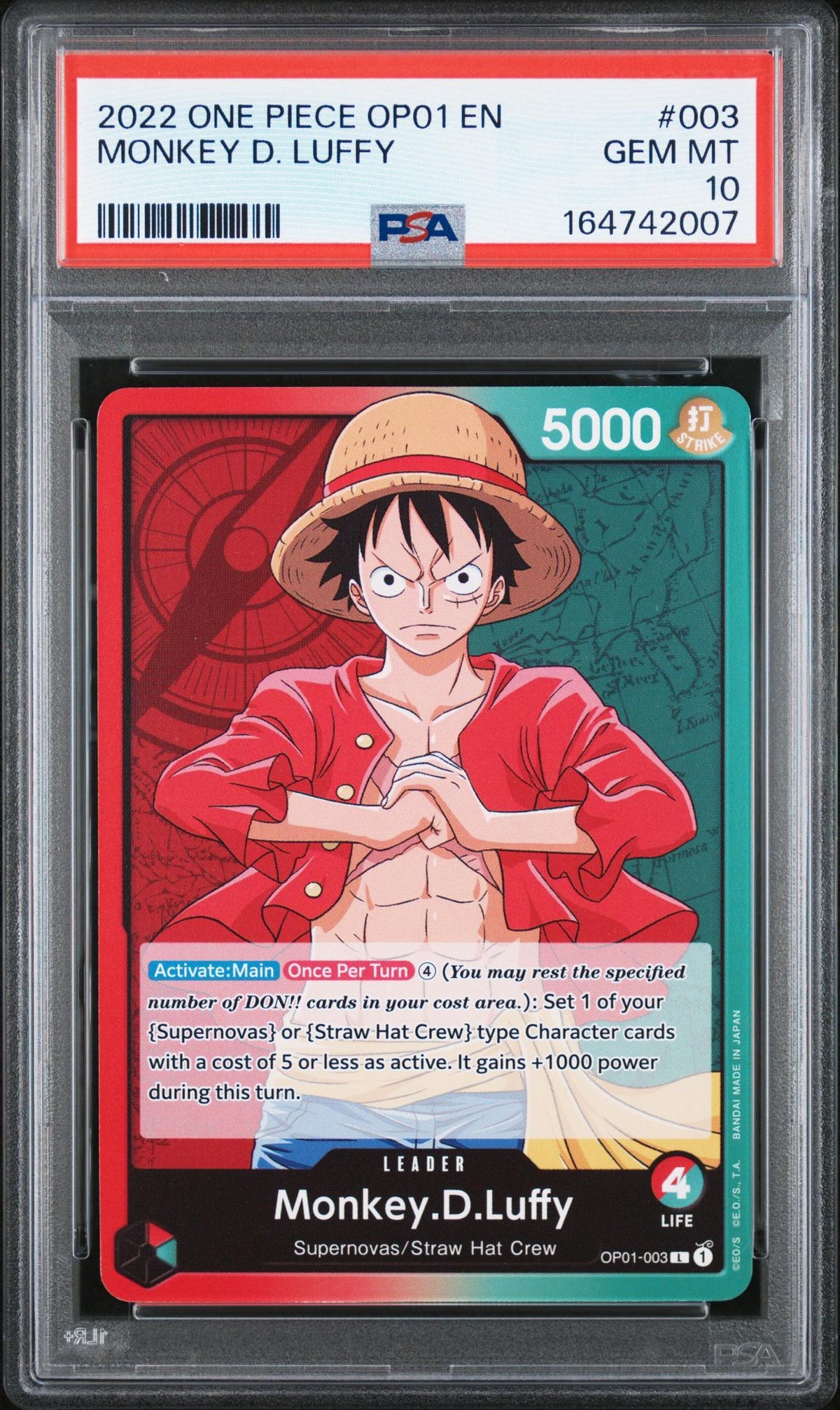 2022 One Piece Monkey D. Luffy #003 PSA 10