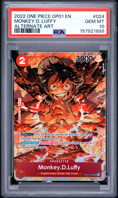 2022 One Piece Card Game Monkey D. Luffy #024 Alternate Art PSA 10