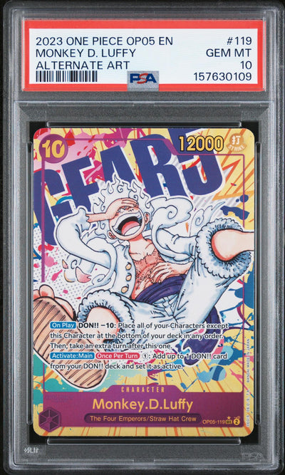 One Piece Card Game Monkey D. Luffy OP05-119 Alternate Art PSA 10