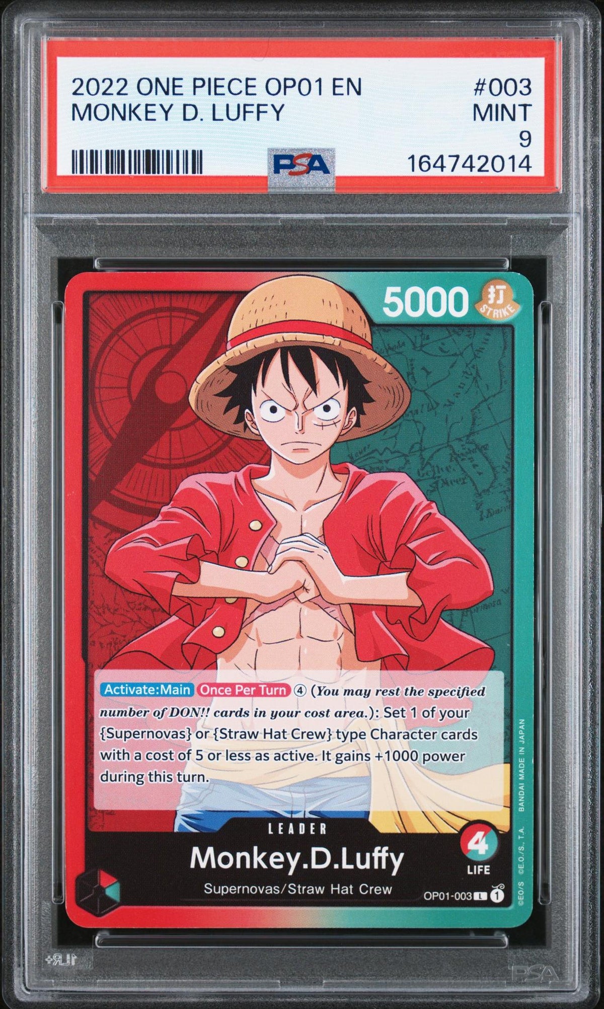 2022 One Piece Monkey D. Luffy #003 PSA 9