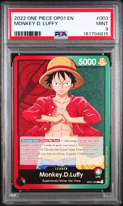 One Piece Card Game Monkey D. Luffy #003 PSA 9