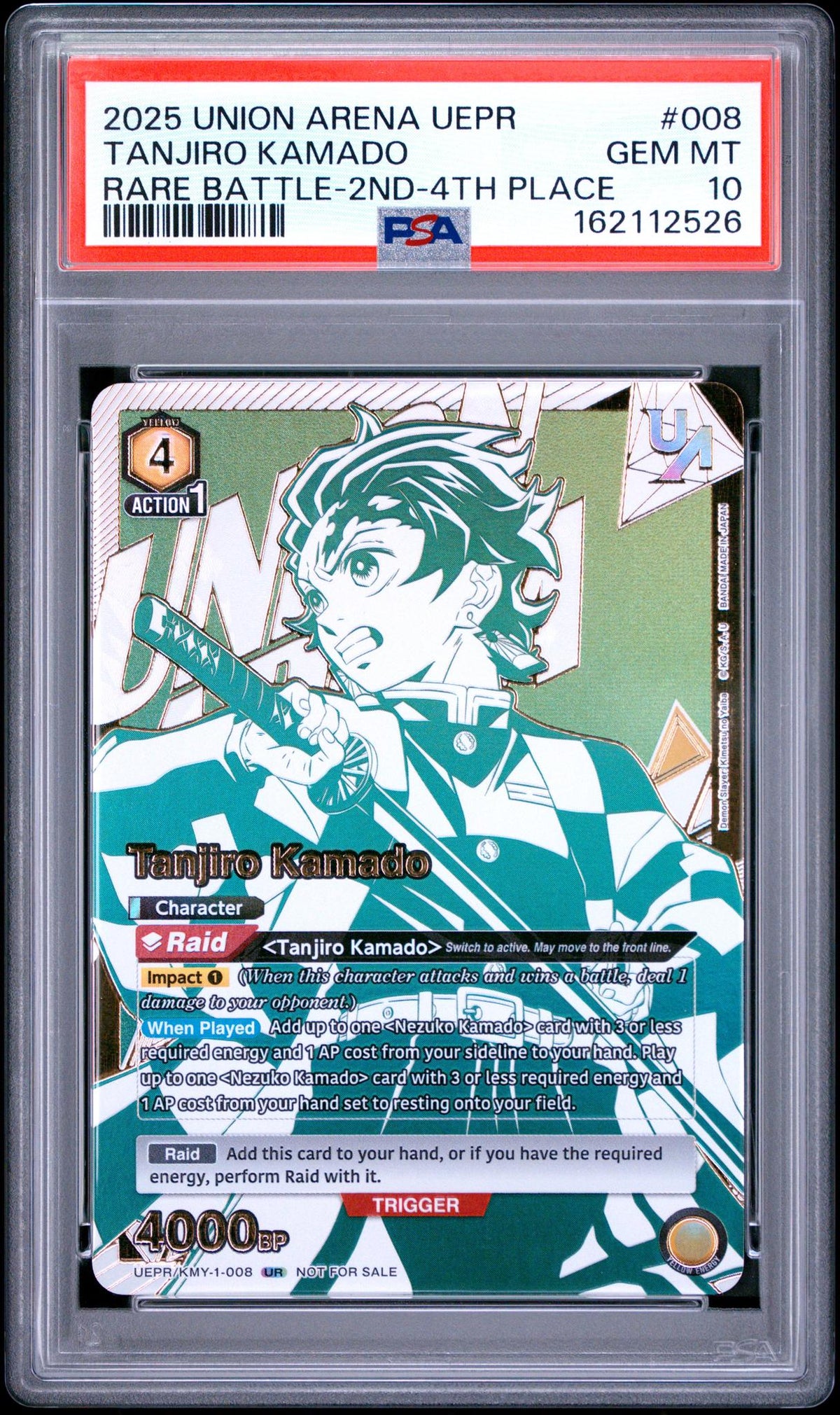 2025 Union Arena Tanjiro Kamado #008 Rare Battle-2nd-4th Place PSA 10