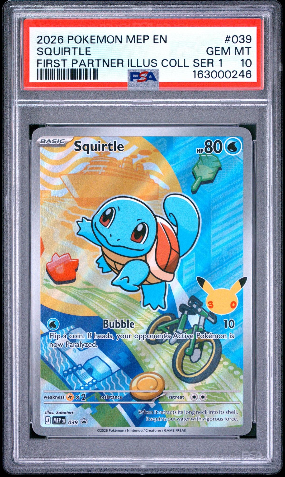 2026 Pokemon Mega Evolution Black Star Promo First Partner Illustration Collection Series 1 Squirtle #039 PSA 10