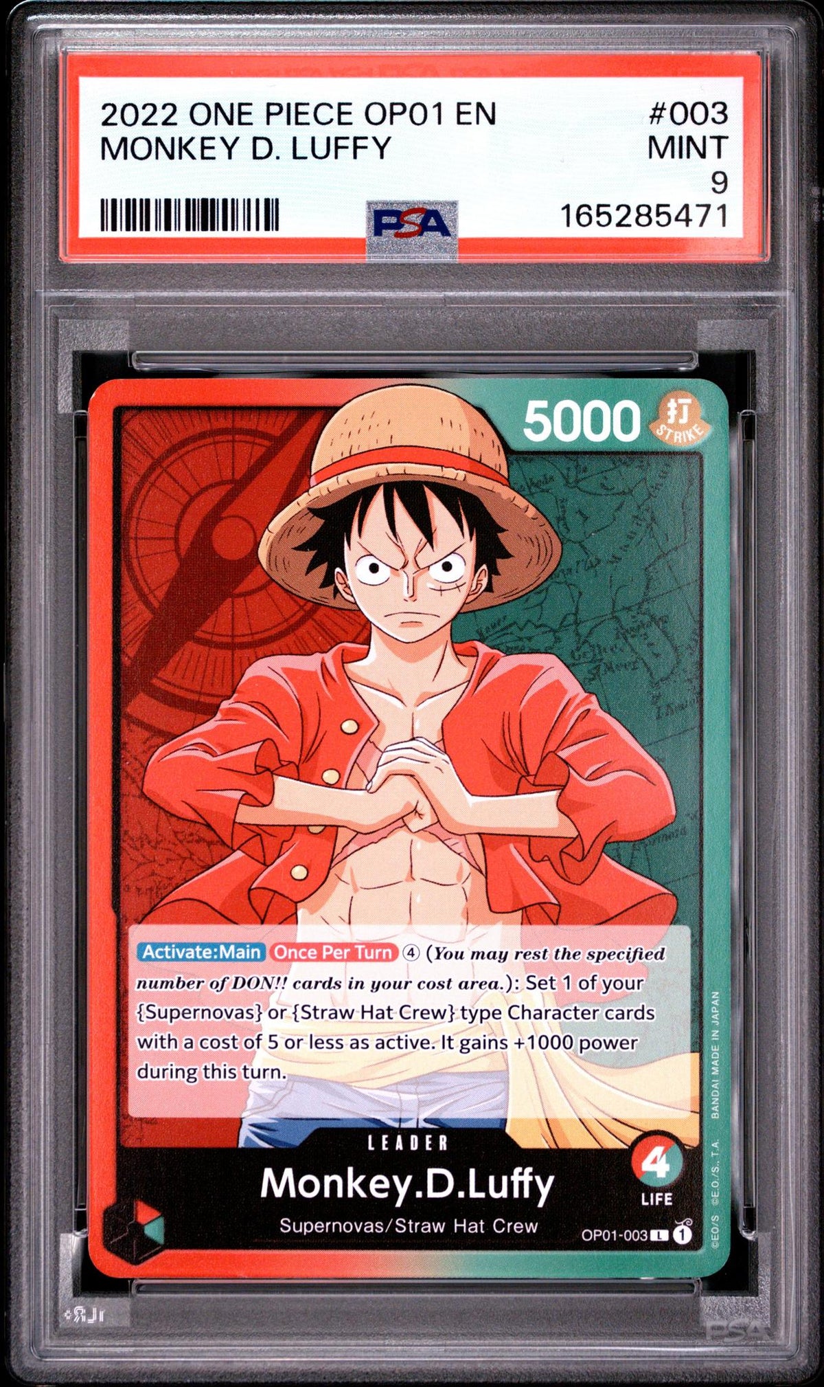 2022 One Piece OP01 Monkey D. Luffy #003 PSA 9
