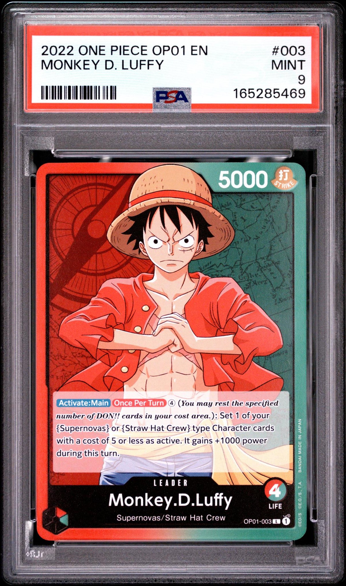 2022 One Piece OP01 Monkey D. Luffy #003 PSA 9