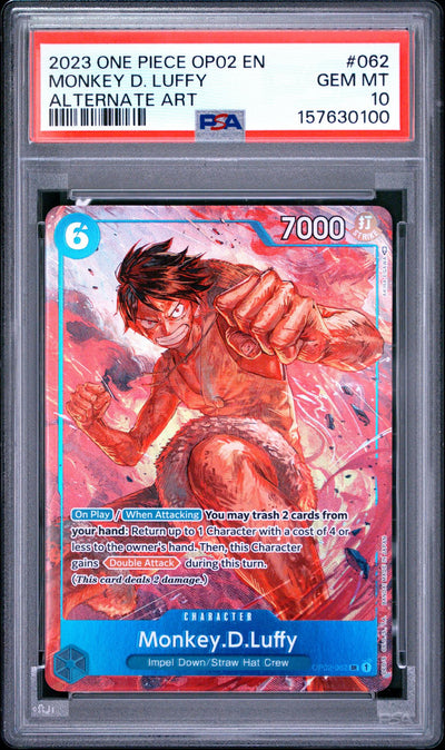 One Piece Card Game Monkey D. Luffy #062 Alternate Art PSA 10
