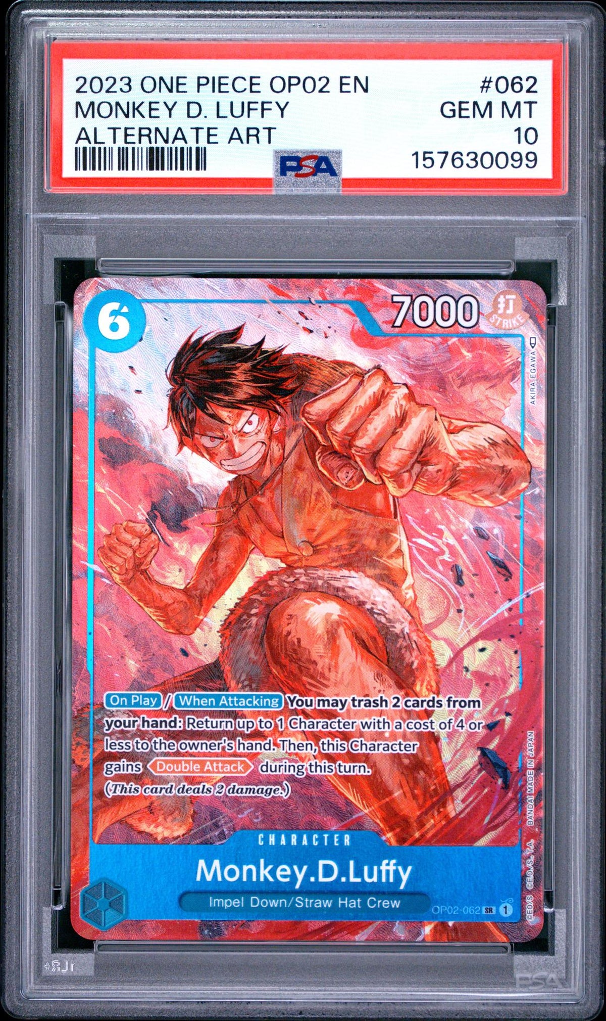 2023 One Piece Monkey D. Luffy #062 Alternate Art PSA 10