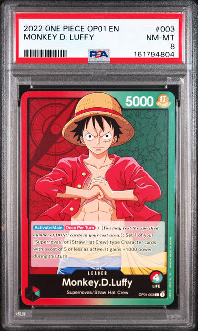 2022 One Piece Monkey D. Luffy #003 Supernovas/Straw Hat Crew PSA 8