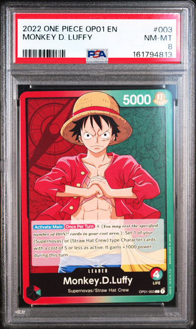 2022 One Piece Monkey D. Luffy #003 PSA 8