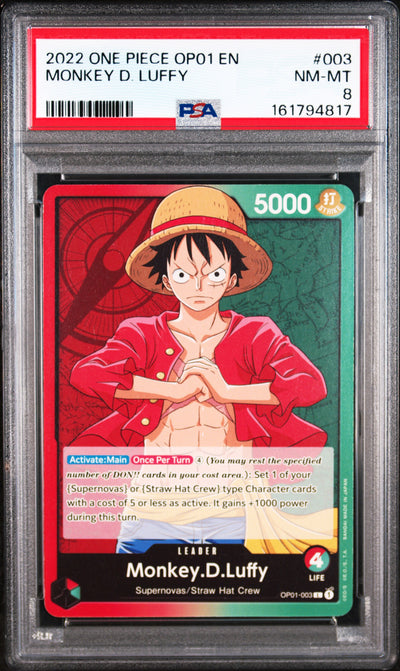 2022 One Piece Card Game Monkey D. Luffy #003 PSA 8