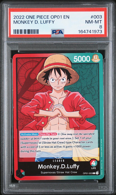One Piece Card Game Monkey D. Luffy OP01-003 PSA 8