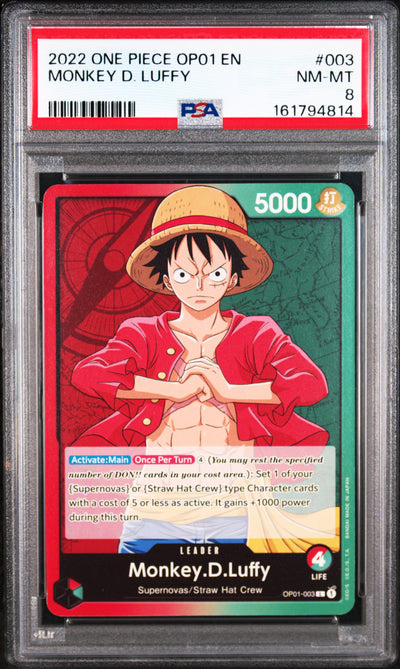2022 One Piece Card Game Monkey D. Luffy #003 PSA 8
