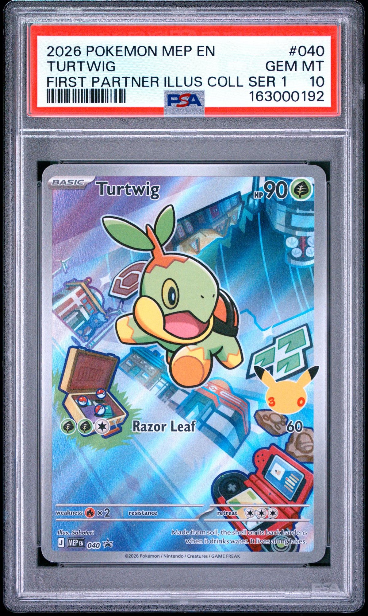 2026 Pokemon Mega Evolution Black Star Promo First Partner Illustration Collection Turtwig #040 PSA 10