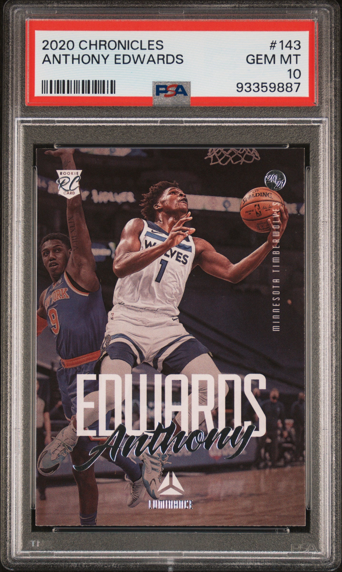 2020 Panini Chronicles Luminance Anthony Edwards #143 PSA 10