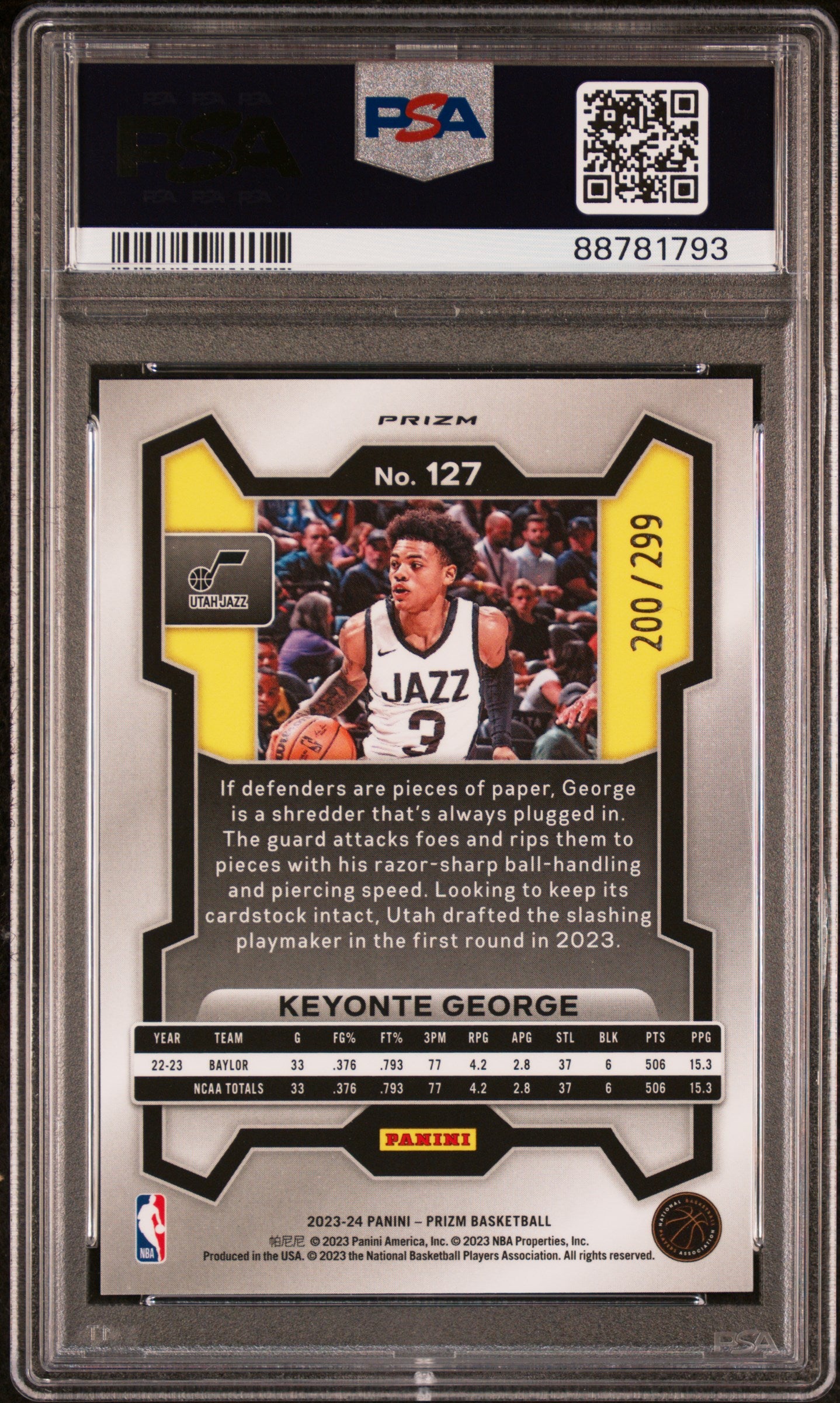 2023 Panini Prizm Red Prizm Keyonte George #127 /299 PSA 10
