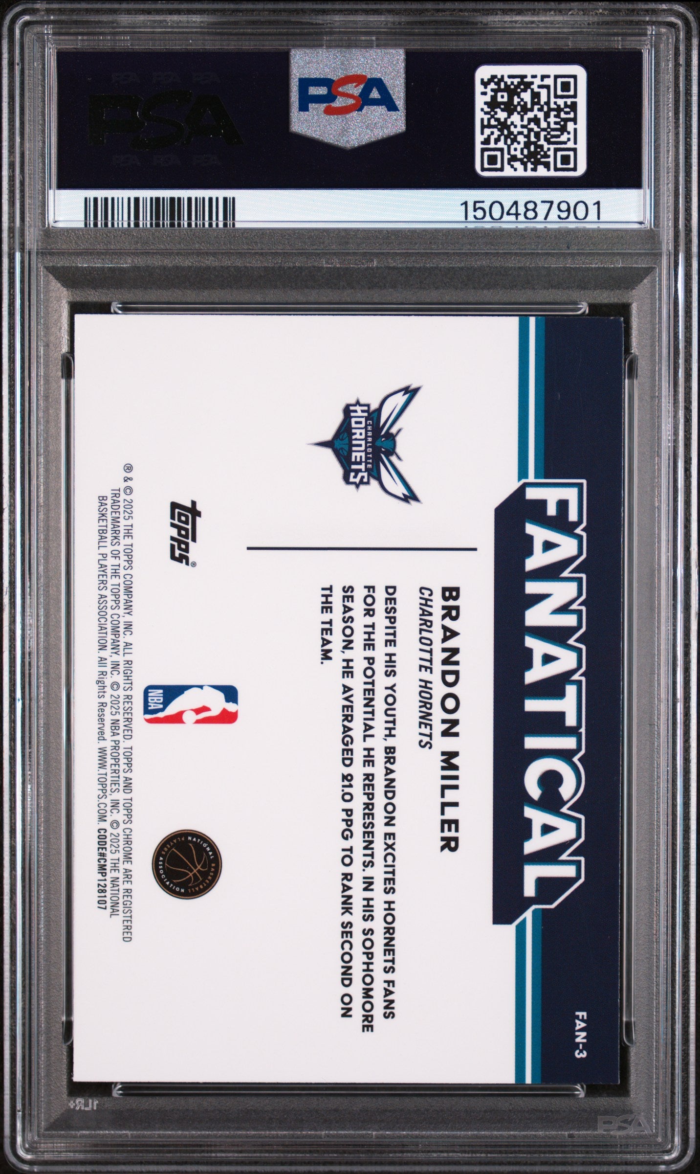 2025 Topps Chrome Fanatical Brandon Miller #FAN-3 PSA 9
