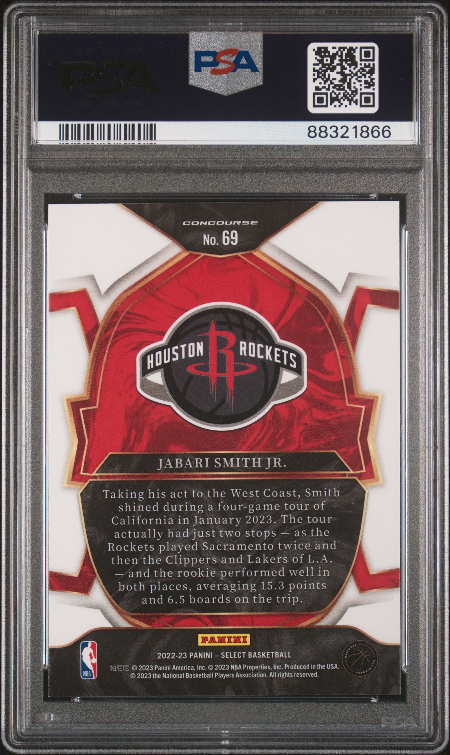 2022 Panini Select Retail Jabari Smith Jr. #69 PSA 9