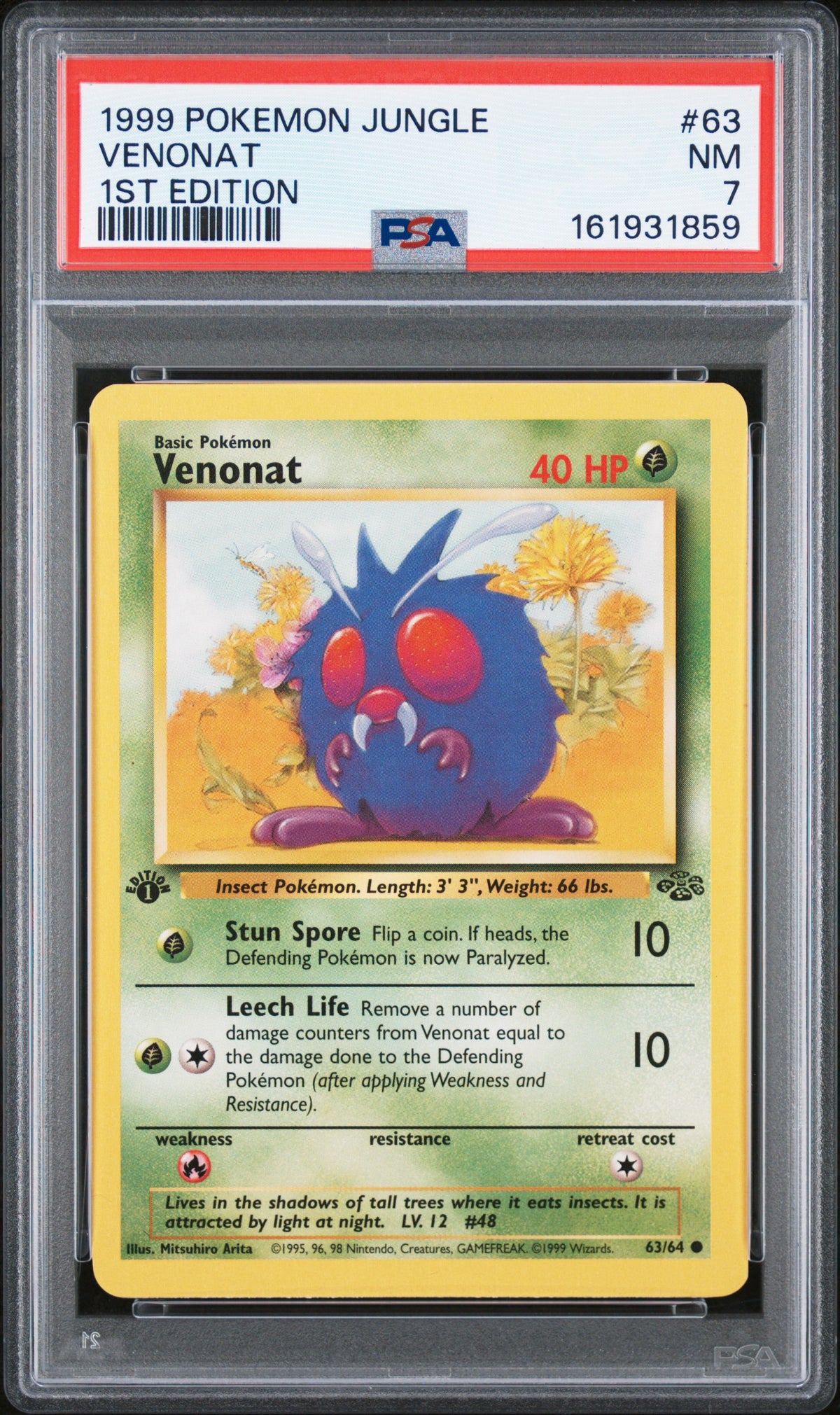 1999 Pokemon Jungle 1st Edition Venonat #63 PSA 7