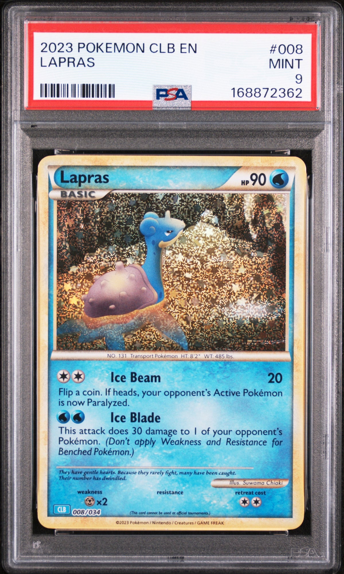 2023 Pokemon Trading Card Game Classic Blastoise & Suicune Ex Deck Lapras #008 PSA 9