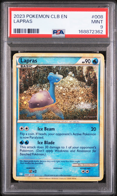 Pokémon CLB Lapras #008 PSA 9