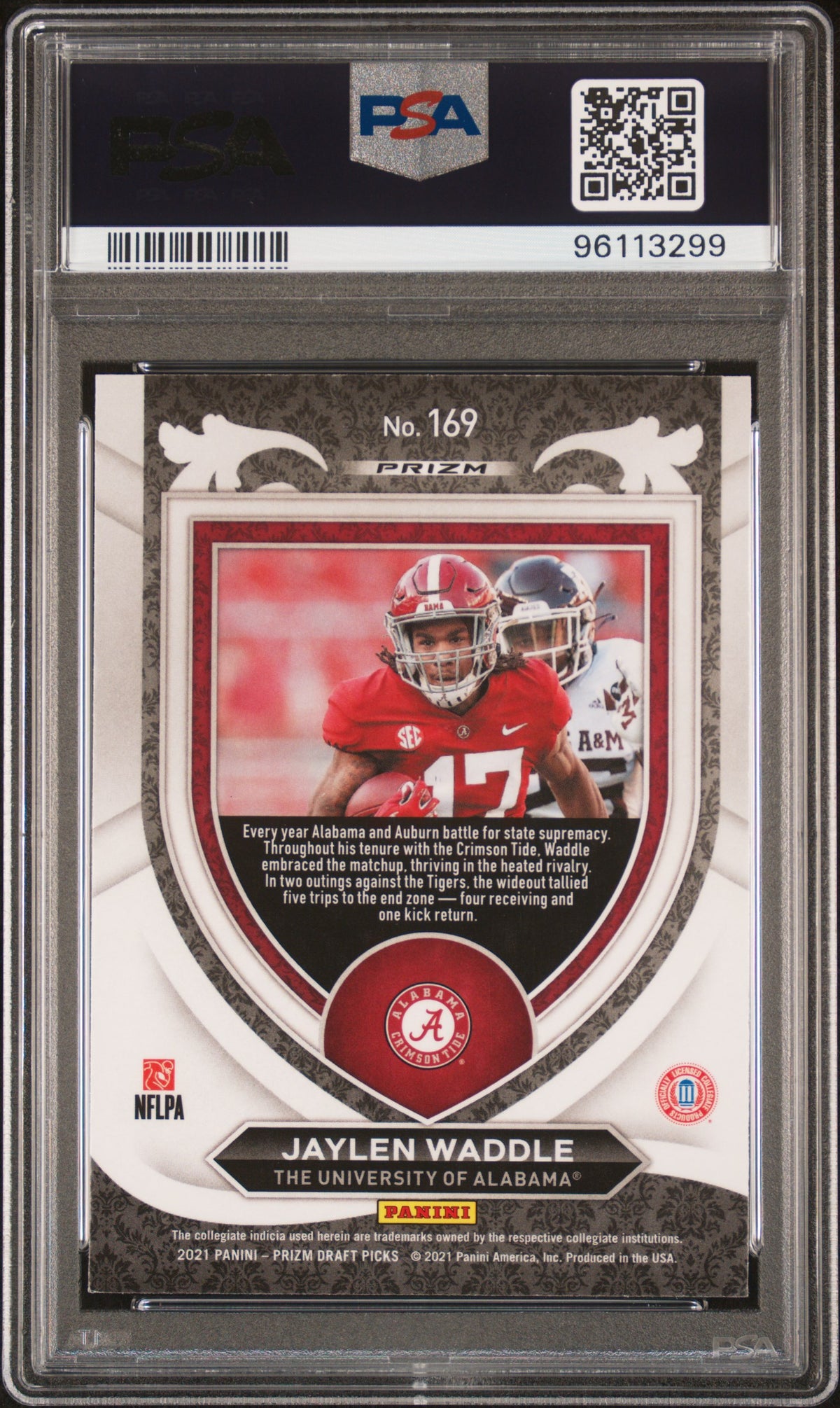 2021 Panini Prizm Draft Picks Red White and Blue Prizm Jaylen Waddle #169 PSA 10