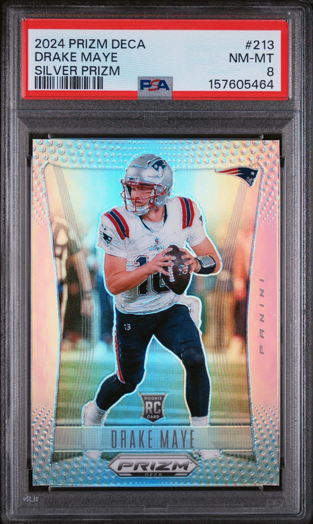 2024 Panini Prizm Deca Silver Prizm Drake Maye #213 PSA 8