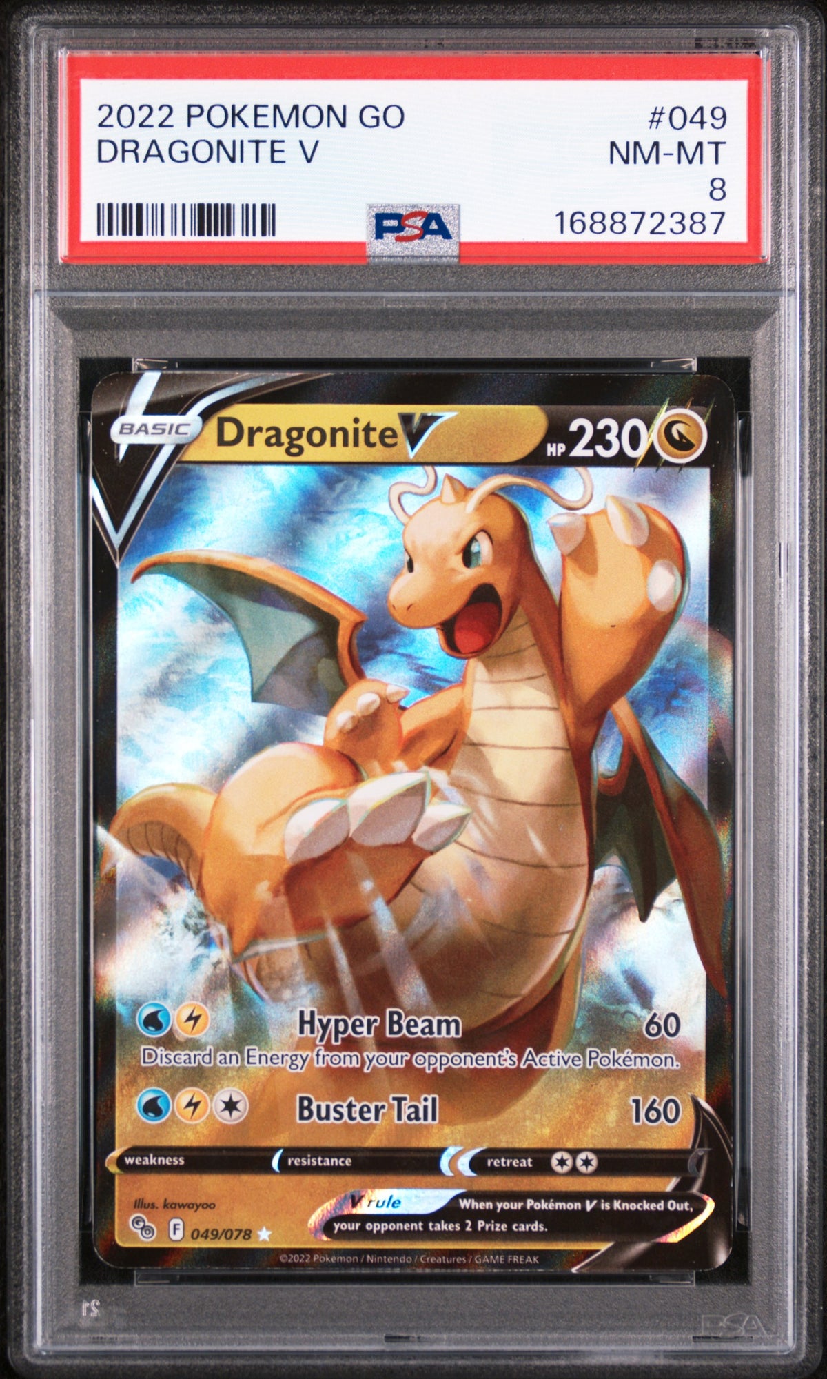 2022 Pokemon Go Dragonite V #049 PSA 8