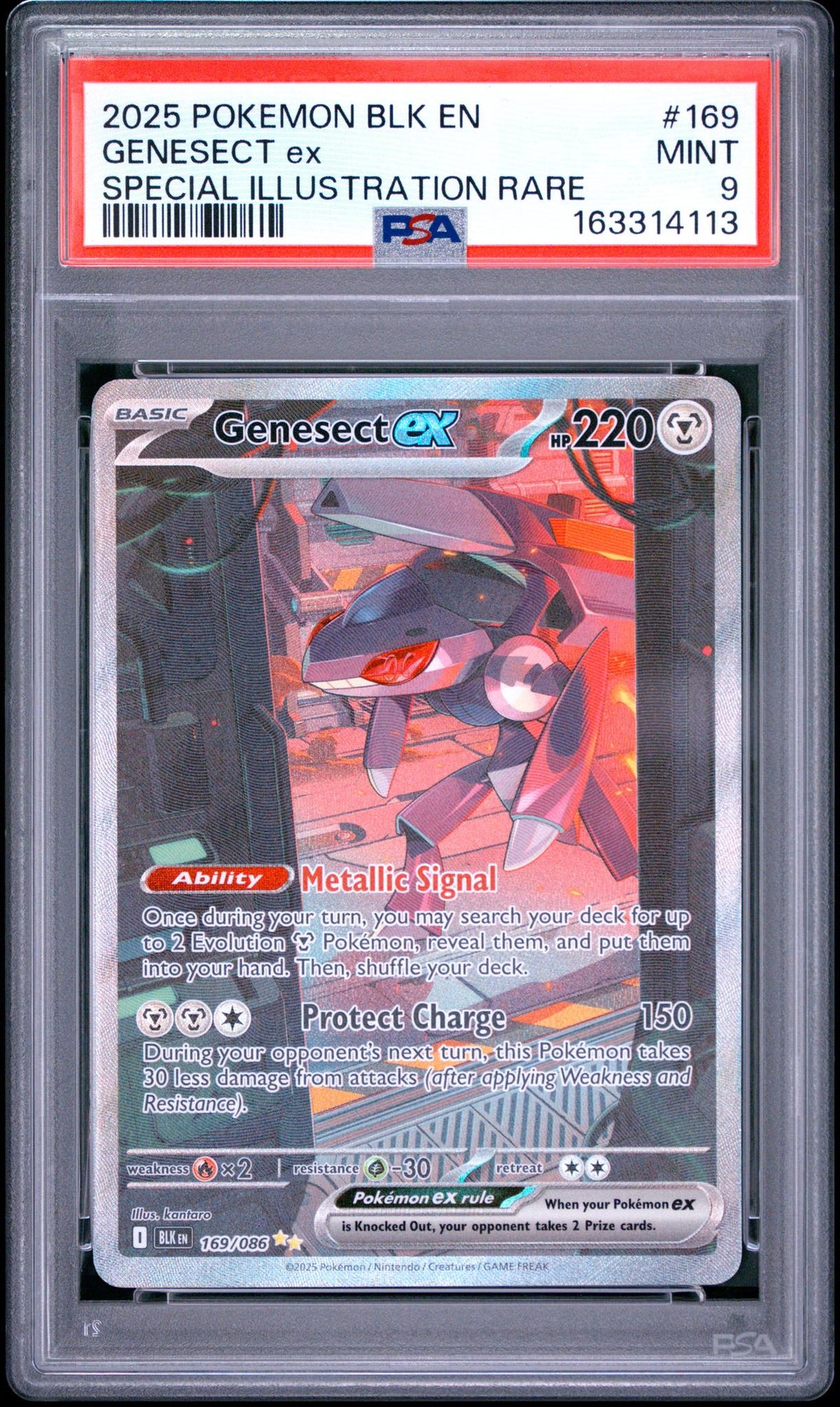 2025 Pokemon Scarlet and Violet Black Bolt Special Illustration Rare Genesect Ex #169 /163314113 PSA 9