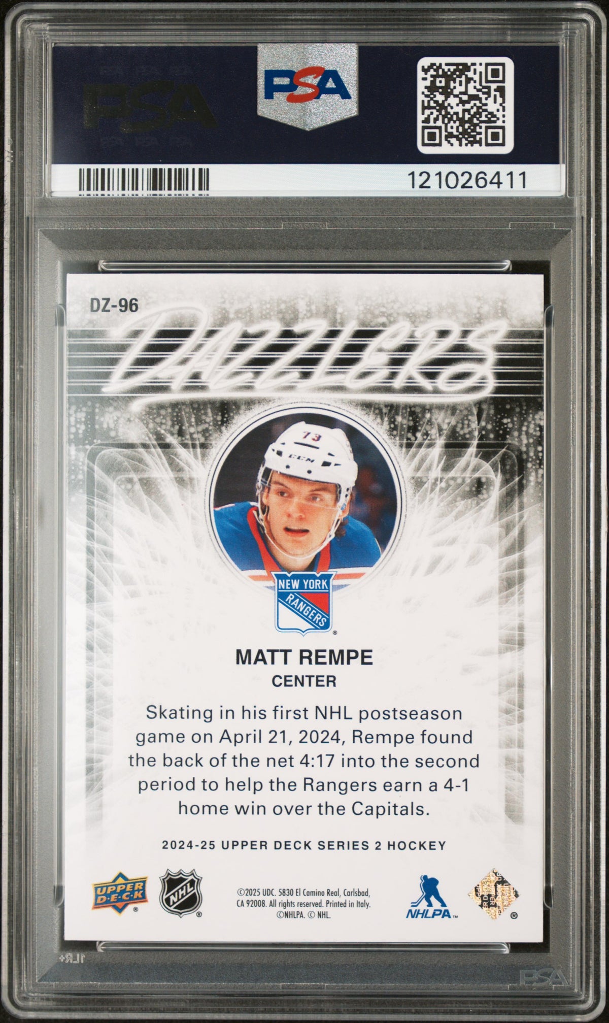 2024 Upper Deck Dazzlers Matt Rempe #DZ96 PSA 7