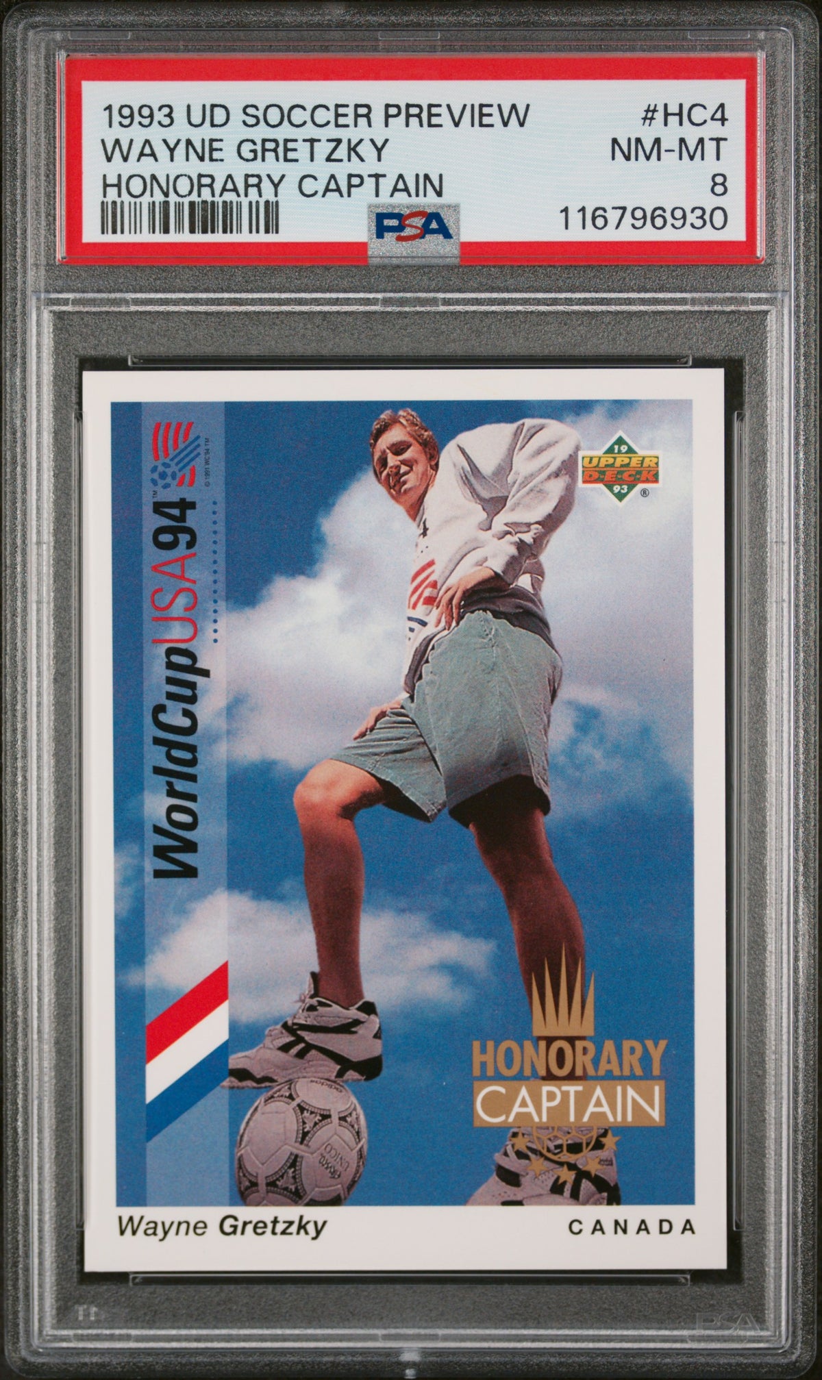1993 Upper Deck World Cup 1994 Preview English/Spanish Honorary Captain Wayne Gretzky #HC4 PSA 8