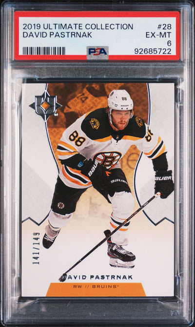 2019-20 Ultimate Collection David Pastrnak #28 /149 PSA 6