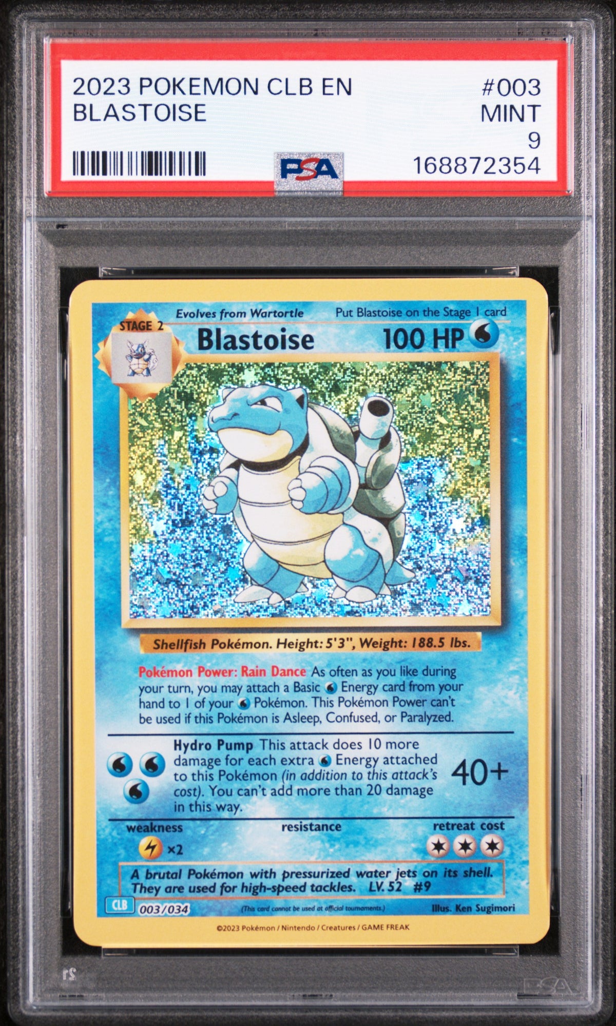 2023 Pokemon Trading Card Game Classic Blastoise and Suicune Ex Deck Blastoise #003 PSA 9