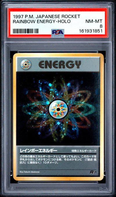 Pokémon Japanese Rocket Rainbow Energy Holo PSA 8