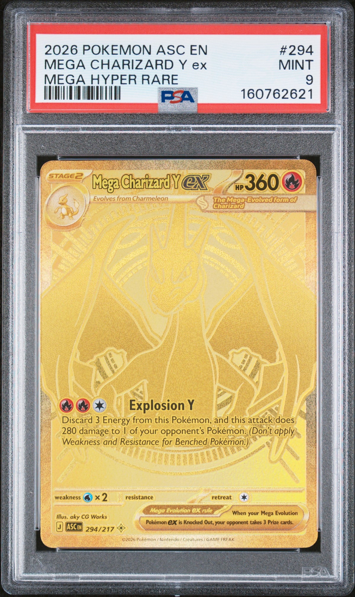 2026 Pokemon Mega Evolution Ascended Heroes Mega Hyper Rare Mega Charizard Y Ex #294 PSA 9