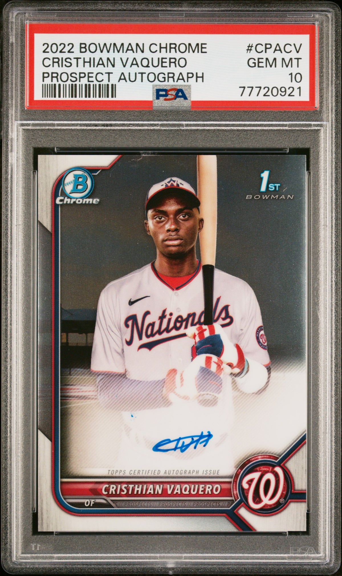 2022 Bowman Chrome Prospect Autograph Cristhian Vaquero #CPA-CV PSA 10