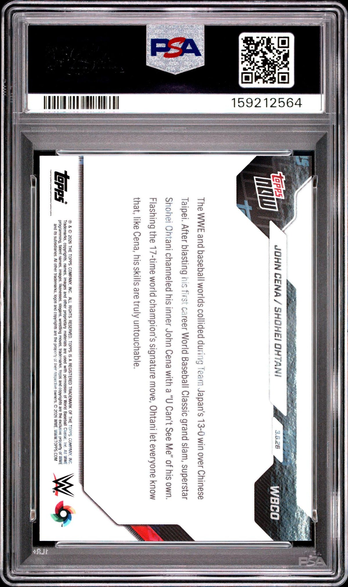 2026 Topps Now WBC John Cena/Shohei Ohtani #WBCO PSA 10