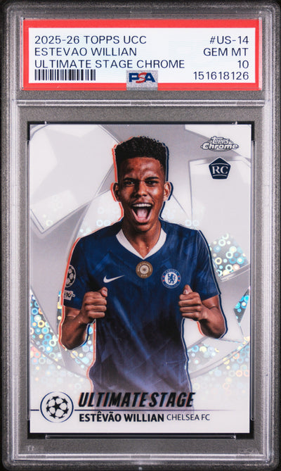 2025 Topps UEFA Club Competitions Ultimate Stage Chrome Estevao Willian #US14 PSA 10