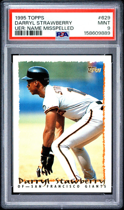 1995 Topps Darryl Strawberry #629 UER: Name Misspelled PSA 9