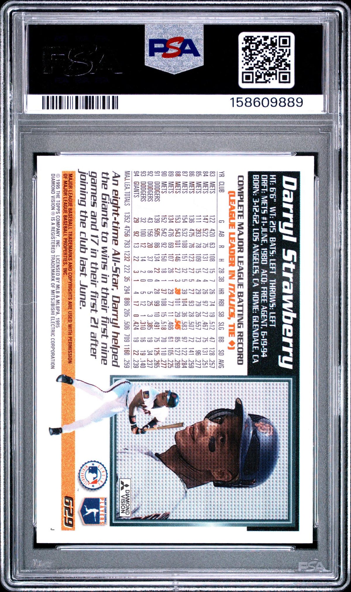 1995 Topps Darryl Strawberry #629 PSA 9